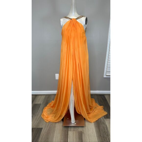 Ozgur Masur Layered Chain-Link Strap Gown Size 36(4) $1795 - Picture 5 of 10